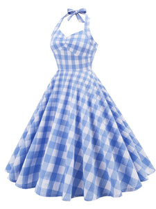 3 Colors Plaid Halter Classis Vintage Style 1950S Dress