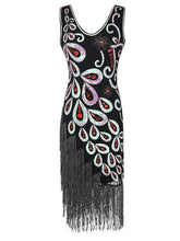 Load image into Gallery viewer, 3 Colors 1920s Peacock Sequined Flapper Dress
