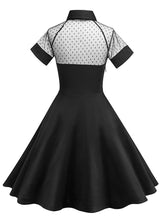 Load image into Gallery viewer, Elegant Keyhole Semi Sheer Short Sleeve Vintage Dress