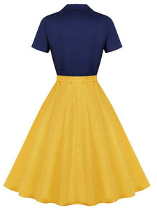 Cotton Tailored Collar 50s Autumn Dress