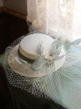 Load image into Gallery viewer, Flower Embroidery Bow Rhinestone Tulle Decoration 1950S Hat 