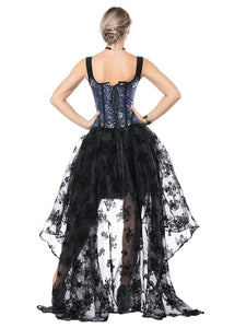 Halloween Costume Gothic Red Vintage Corset Top High Low Skirt For Women