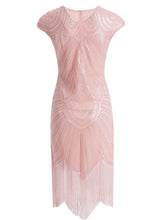 Load image into Gallery viewer, White 1920s Sequined Flapper Dress