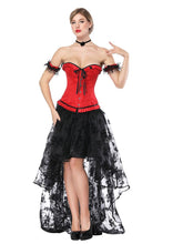 Load image into Gallery viewer, Halloween Costume Gothic Women Red Vintage Corset Top And High Low Skirt