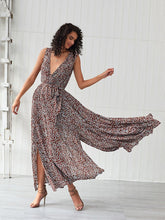 Load image into Gallery viewer, Women&#39;s Boho Dress Deep V Neck Split Floral Printed Maxi Dress