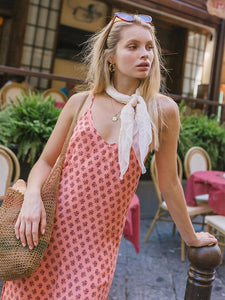 Women's Boho Dress Floral Printed Spaghetti Strap Beach Dress Maxi Dress