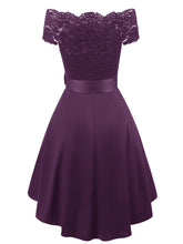 Load image into Gallery viewer, Solid Color Off the Shoulder Lace A line Vintage Party Dress