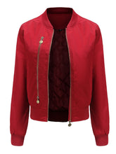 Load image into Gallery viewer, Pilot Style Jacket Daily Zippered Fall Winter Casual Solid Color Stand Collar Sporty Jacket For Women