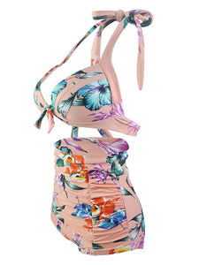 
Pink Floral 3D Print Retro Style Bikinis swimsuits