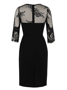 Black Lace Retro1960S Vintage Bodycon Dress