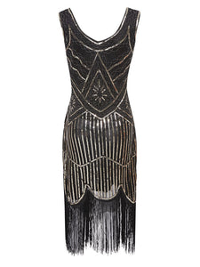 Gold 1920s V Neck Sequined Flapper Dress