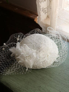 Butterfly Flower Tulle Pearl Vintage Lace 1950S Hat 