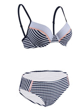 Load image into Gallery viewer, Concise High Waisted Two Piece Striated Triangle Bikini Sets 
