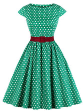 Load image into Gallery viewer, 1950s Polka Dot With Belt Vintage Dress