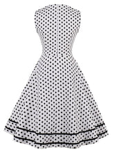 Load image into Gallery viewer, White 1950s Polka Dot Swing Dress