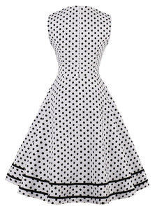 White 1950s Polka Dot Swing Dress