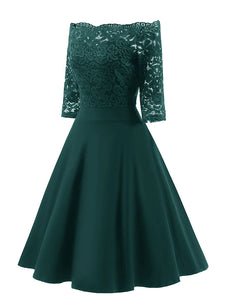 Off the Shoulder Half Sleeve Lace 50s Dress