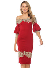 Load image into Gallery viewer, Off Shoulder Bishop Sleeve Lace  Party Dress