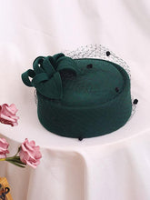Load image into Gallery viewer, 100%Wool 1950S Pillbox Hat Tulle Mrs Masiel Same Style Hat
