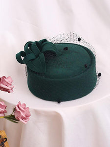 100%Wool 1950S Pillbox Hat Tulle Mrs Masiel Same Style Hat