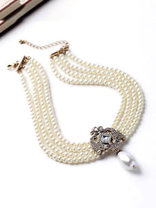 Beautiful White Pearl Statement Necklace for Women & Girls