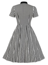 Load image into Gallery viewer, With Pocket Bow Stripe Black 50S Dress