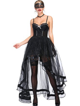 Load image into Gallery viewer, Halloween Costume Gothic Black Vintage Corset  High Low Skirt For Women