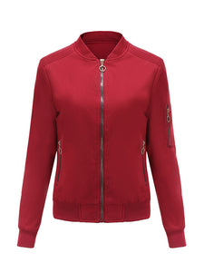 Women's Jacket Street Daily Fall Winter Casual Solid Color Stand Collar Jacket