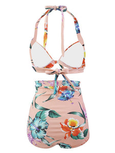 
Pink Floral 3D Print Retro Style Bikinis swimsuits