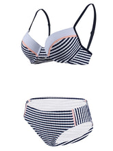 Load image into Gallery viewer, Concise High Waisted Two Piece Striated Triangle Bikini Sets 