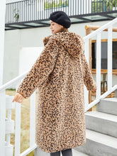 Load image into Gallery viewer, Faux Fur Coat Women Leopard Hooded Long Sleeve Oversized Winter Coat 