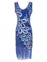 Load image into Gallery viewer, 3 Colors 1920s Peacock Sequined Flapper Dress