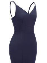 Load image into Gallery viewer, Sling Solid Color Backless Spilt Satin Vintage Party Maxi Dress