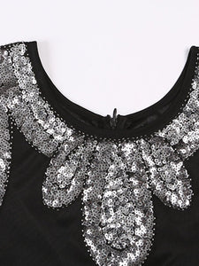 Black 1920S Sequined Fringe Gatsby Flapper Dress