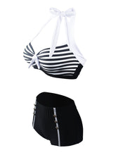 Load image into Gallery viewer, Stripe Halter Retro Style Bikinis swimsuits