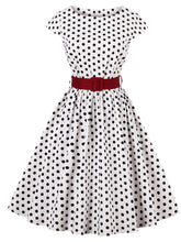 Load image into Gallery viewer, 1950s Polka Dot With Belt Vintage Dress