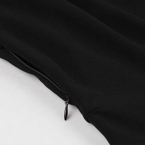 Black Tailored Collar Semi-sheer Short Sleeve Dress