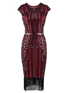 Green 1920s Crew Neck Sequined Flapper Dress