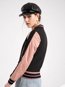 Women's Jacket Street Daily Fall Winter Casual Two Tone Stand Collar Sporty Jacket