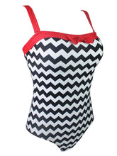 Load image into Gallery viewer, 

Zigzag Graphics 3D Print Strap Backless Retro Style One Piece Swimwear