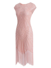 Load image into Gallery viewer, White 1920s Sequined Flapper Dress