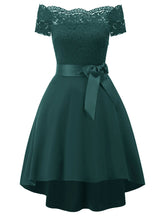 Load image into Gallery viewer, Solid Color Off the Shoulder Lace A line Vintage Party Dress