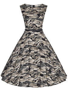 Camouflage Army Style 50s Flapper Dress