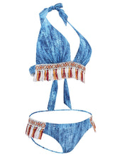 Load image into Gallery viewer, Sexy Retro Style Fringe Two Pieces Backless Trigonal Bikini Sets