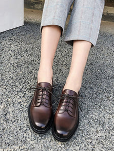 Women's Oxfords Round Toe Sheepskin Vintage Shoes