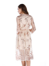 Load image into Gallery viewer, Deep V Sequin  Half Sleeve Party Dress
