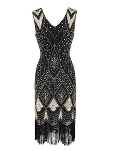 4 Colors 1920s V Neck Sequined Flapper Dress