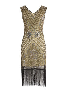 3 Colors 1920s V Neck Sequined Flapper Dress