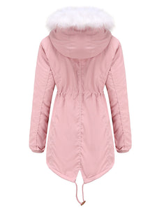 Women's Coat Daily Going Out Fall Winter Casual Waisted Solid Color Cotton Oversized Hoodie Coat