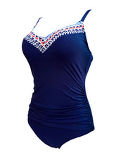 Load image into Gallery viewer, 

Blue 3D Print Strap Backless Retro Style One Piece Swimwear